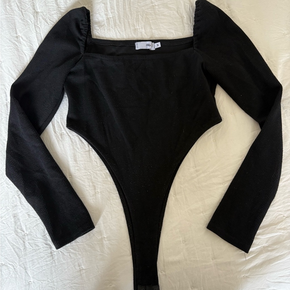 Adika Black Bodysuit with Square Neckline